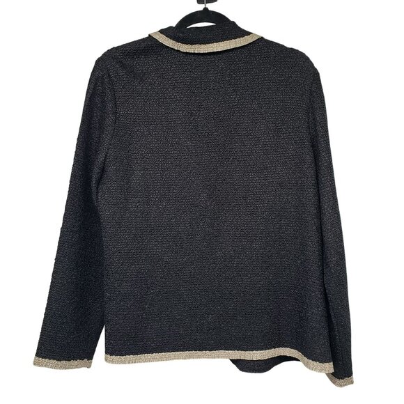 Travelers by Chico's Gray Black Cream Cardigan Lightweight Jacket Crinkle Fabric - Picture 2 of 9